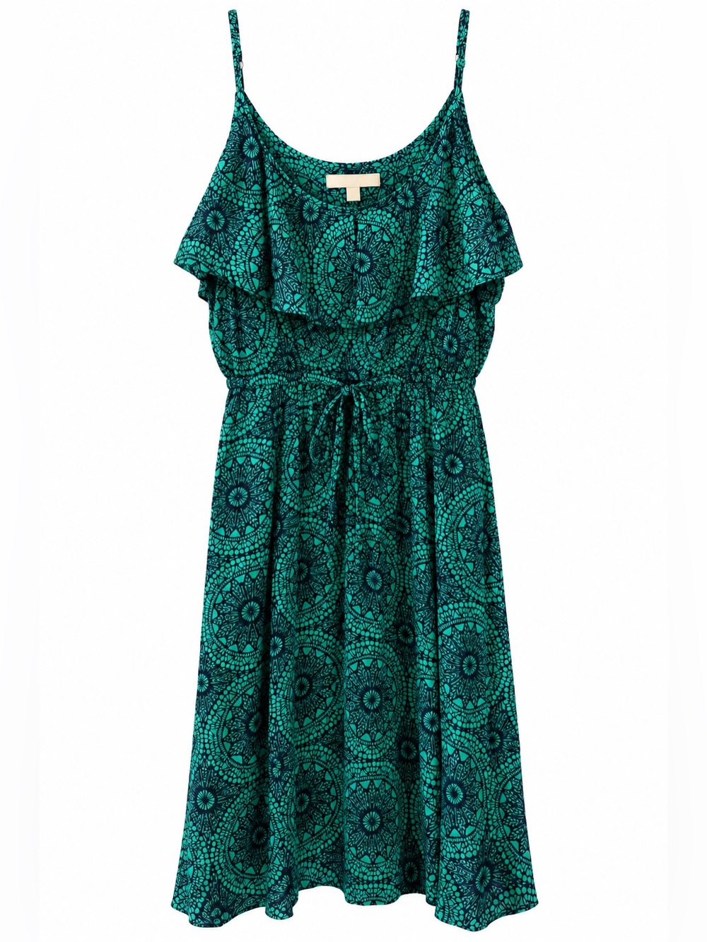 Banana Republic Teal & Black Printed Ruffle Dress – Size Medium